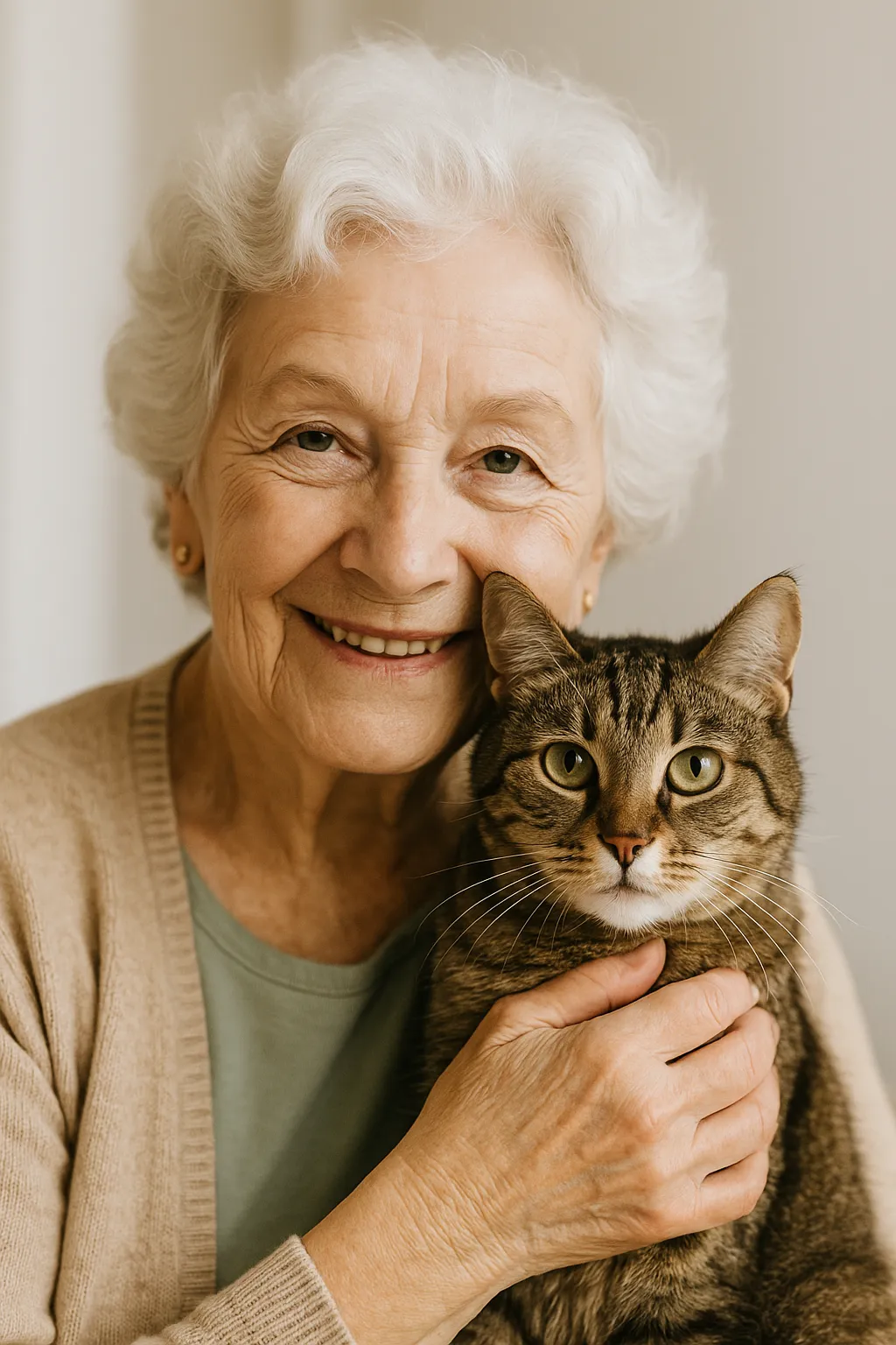 Portrait von Sabine H. mit Kater Felix