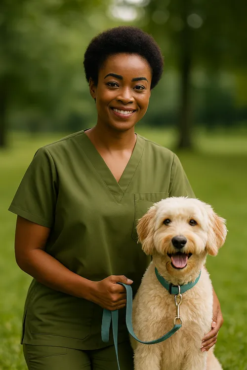 Portrait von Dr. Mala Lubudu, leitende Tierärztin der Tierarztpraxis Fellfreunde am Rhein